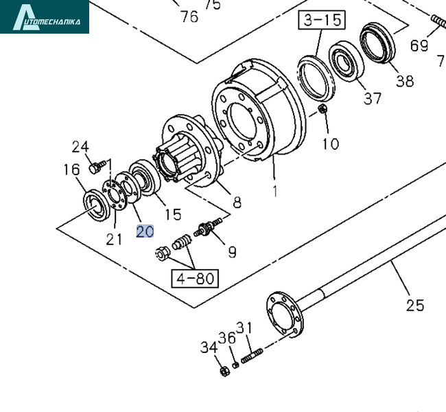 Rear Hub Bearing Nut ISUZU NPR NQR 8971370940