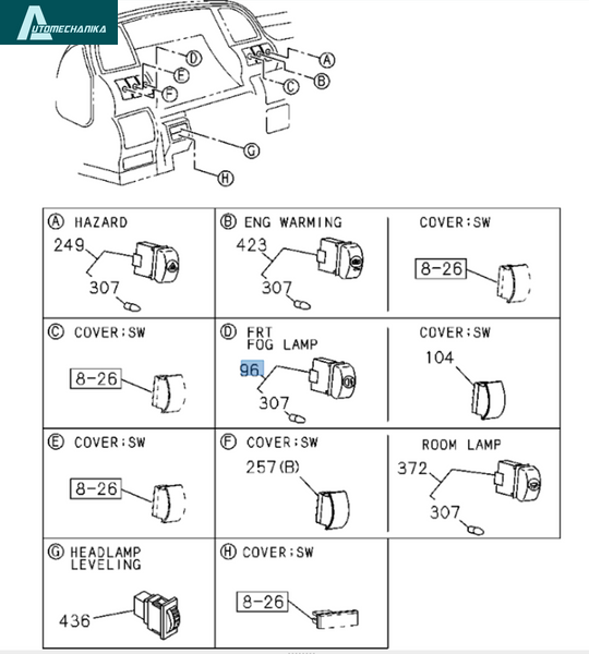 Fog Lamp Light Switch Push For ISUZU NPR NQR 98-07