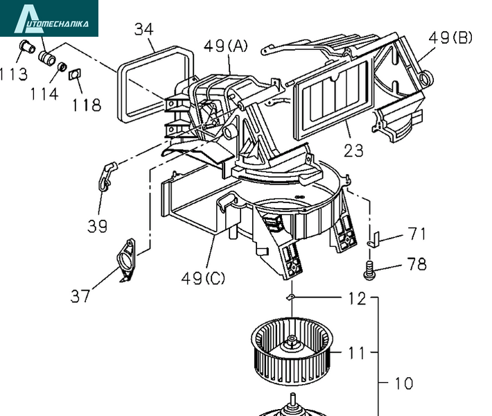 Heater Blower Fan Housing Assembly ISUZU NPR NQR 8971206900 8972881680