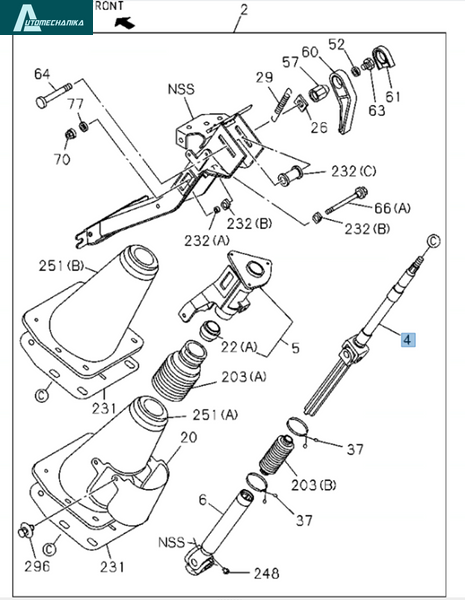 Shaft Steering Upper ISUZU NPR NQR NPR-HD 4HE1 4,8L 4HK1 5,2L 8973786340