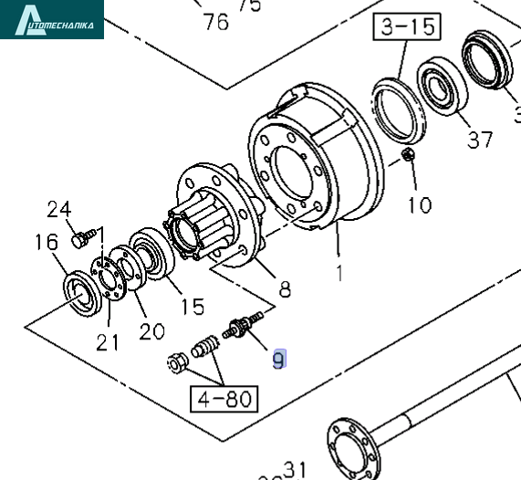Wheel Stud + Nuts Rear Left For ISUZU NPR NQR