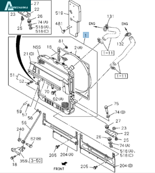 Радіатор основний 4НК1 ERKA ISUZU АТАМАН 8973331413A фото