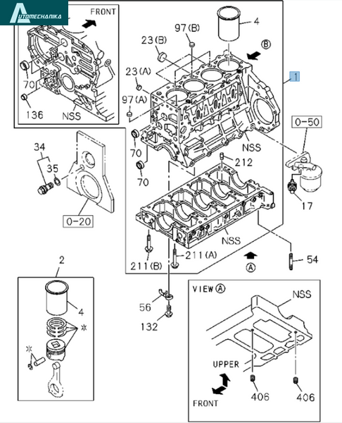 Блок цилиндров 4НК1 ISUZU АТАМАН 8980054433A фото