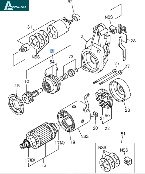 Starter Drive ISUZU BOGDAN L=114